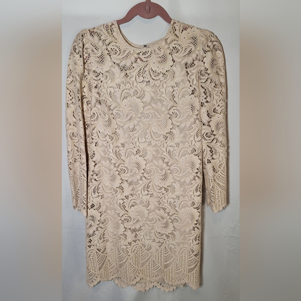 EXPRESS  Cream Lace Sheith Dress Womens M Elegant